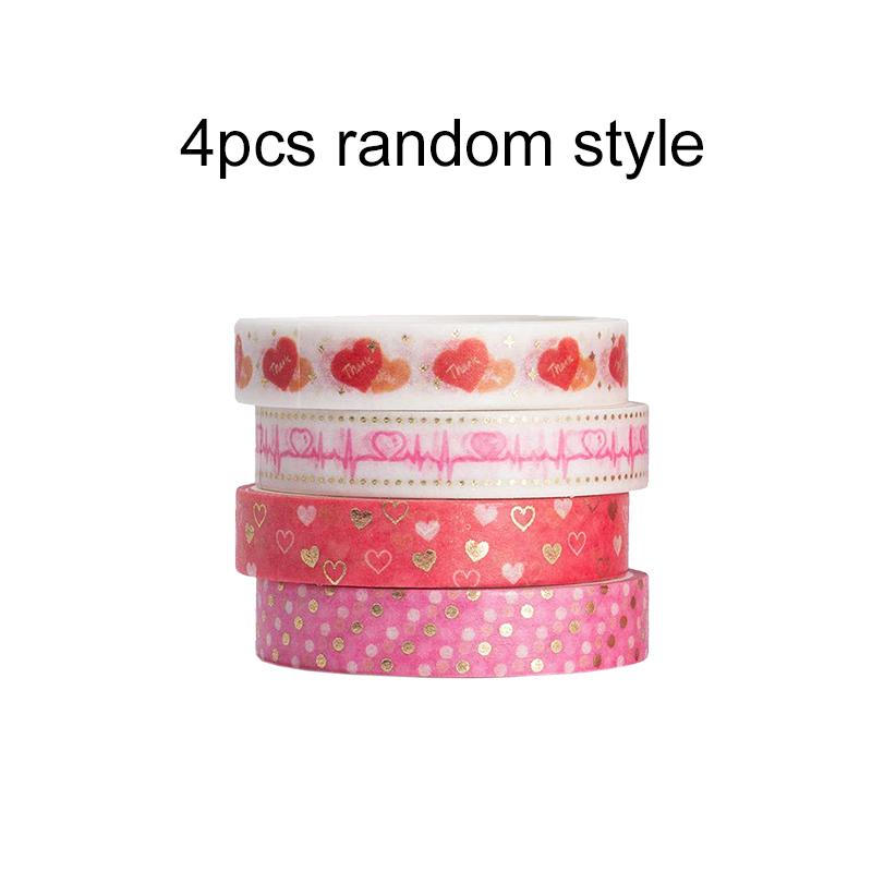 4/8roll Washi Tape Pink Heart for DIY Scrapbooking Diaries Planners Cute Stationery Gifts Teaching Incentive Supplies TMZ