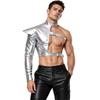 Men Metallic Shiny One Shoulder Crop Top