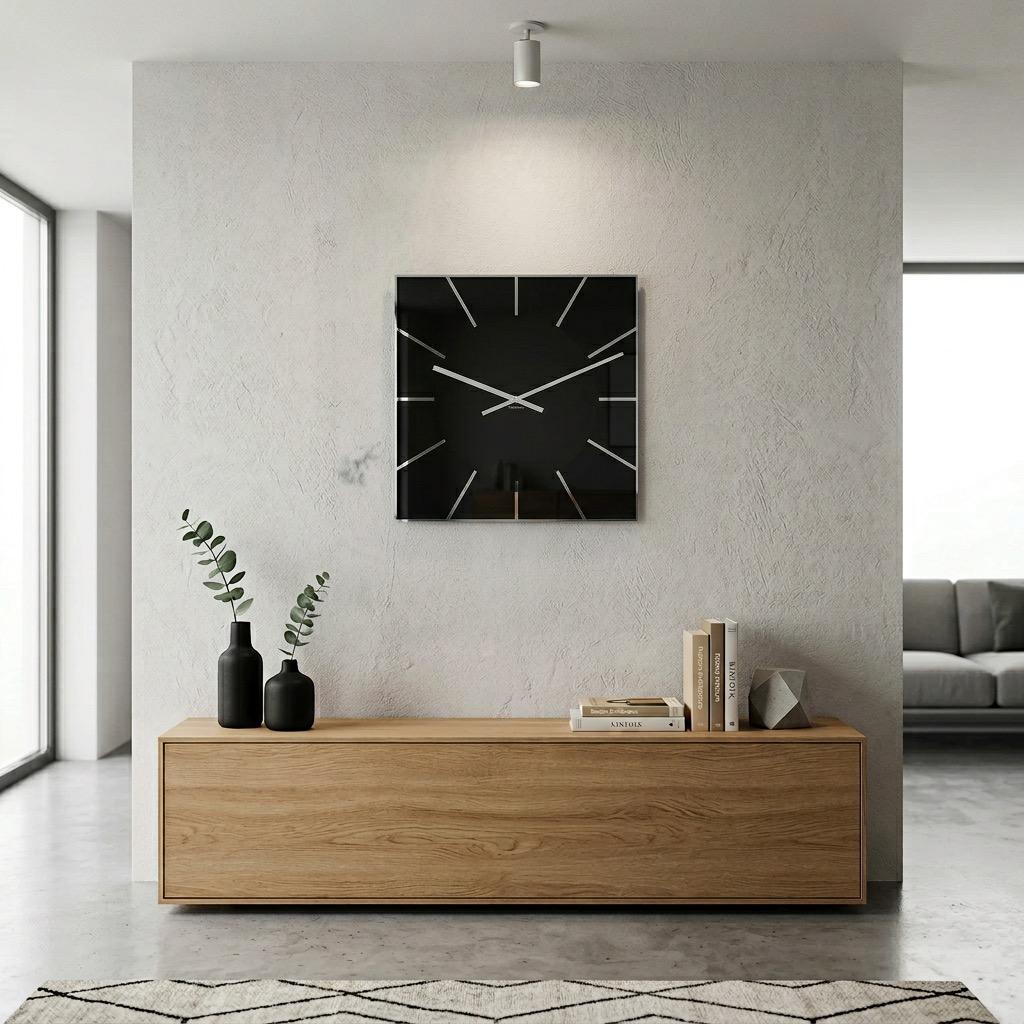 Große schwarze exakte Wanduhr 50cm