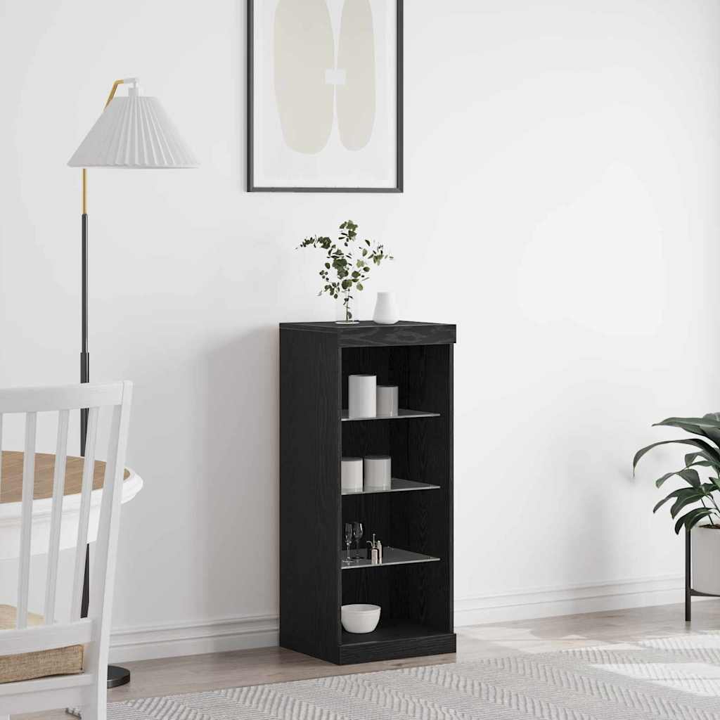 LED Sideboard In Black Oak Look 41 X 37 X 100 Cm