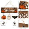 Wear-Resistant Halloween Wooden Welcome Sign 2D Flat Rustic Welcome Board Pendant  Autumn Season