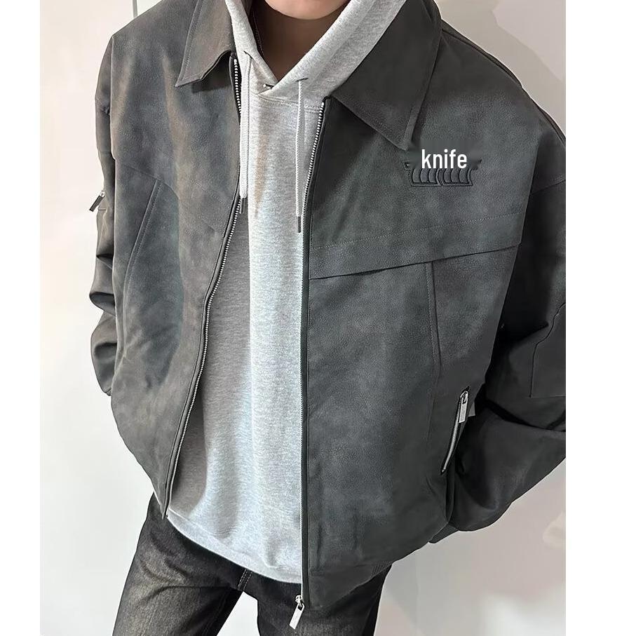 

Men s High-End Retro Leather Pilot Jacket - Autumn/Winter Trendy Style Large