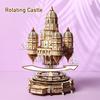 Puzzle de Casa de Madera 3D Castillo Celeste Giratorio Eléctrico Real Con Luz Juguete de Ensamblaje Para Adulto Modelo DIY Decoración para Regalos
