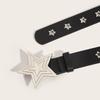 Trendy Punk Studded Star Multi-Hole Statement Leather Belt European  American Style Versatile Buckle Belts  Trendy Women's Belt