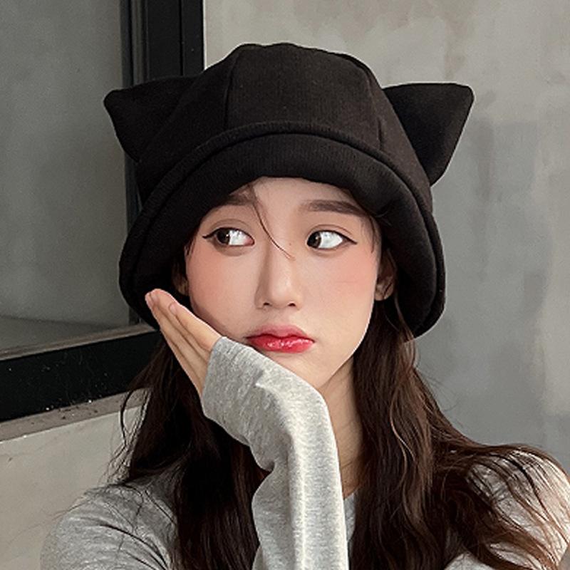 Versatile Style Hat Cats Ear Womens Sunshade Short Brim Hatscaps Fisherman