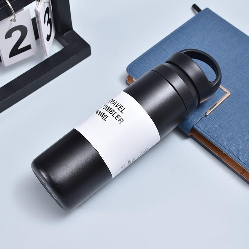 

New Japanese Harajuku Wind Water Cup Stainless Steel Portable Double Cover Thermos Cup Outdoor Portable Accompanying Cup Element Cup 350ml чёрный