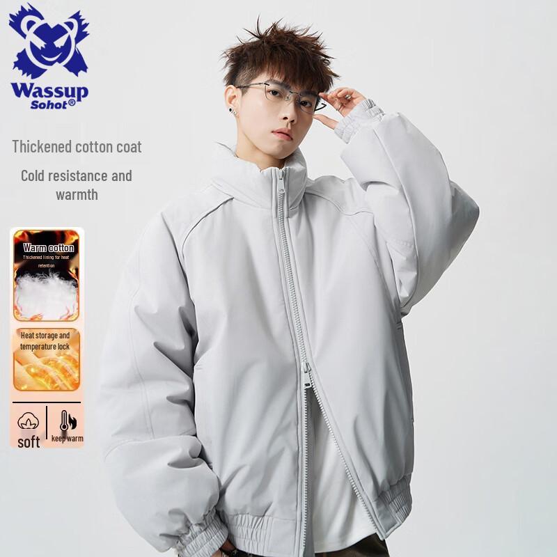 

Wassup Sohot Men s Stand-Collar Padded Winter Jacket M