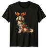 Dog Reindeer Antlers Christmas Lights Holidays Unisexs TShirt Unisexs Tee Graphic