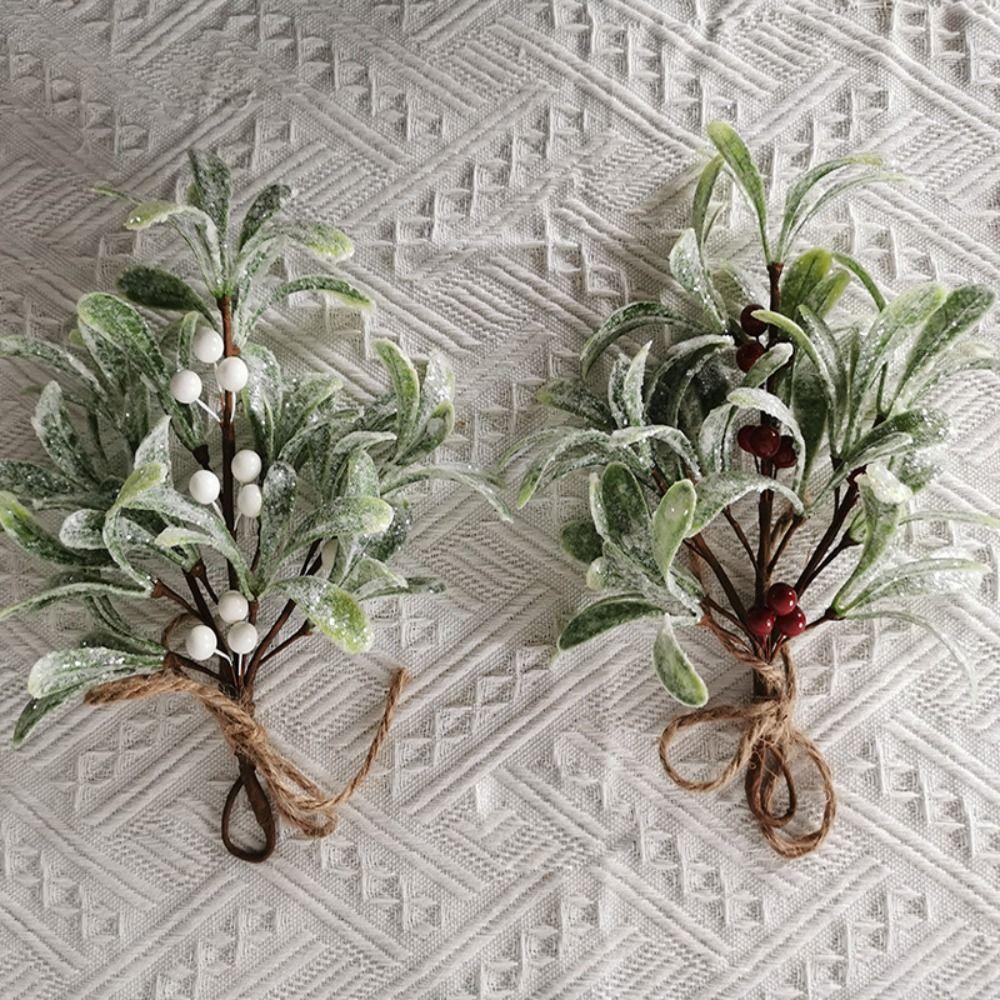 

2pcs Frosted Simulation Mistletoe Stems Plastic Fake Plants Outdoor Garden Decoration белый