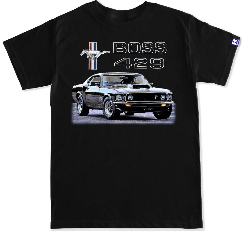 1969 BOSS 429 Mustang Vintage Classic Car Show Emblem Black T shirt S