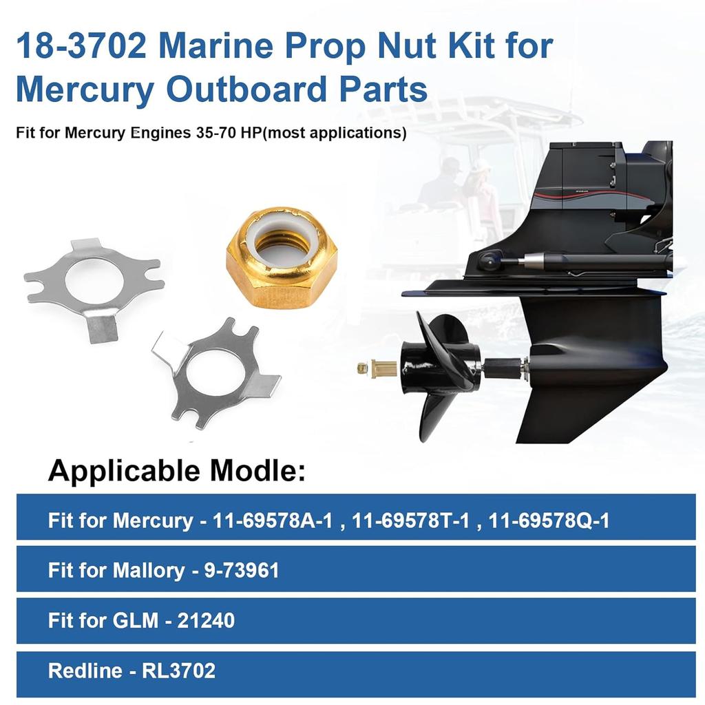 For Sierra18-3702 Marine Prop Nut Kit for Mercury Outboard Parts,Outboard Propeller Nut for Mercury Prop Nut Replace Compatible with Mercury