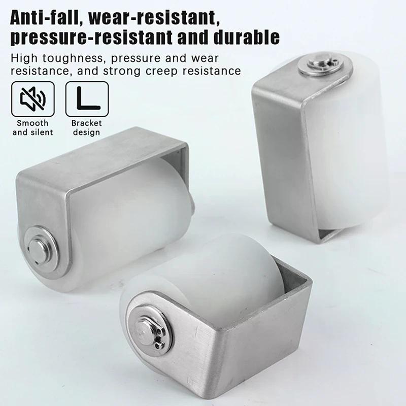 201 Stainless Steel Perforated Bracket Guided Nylon Bearing Mobile Door Pulley Positioning Roller Household Hardware Accessories