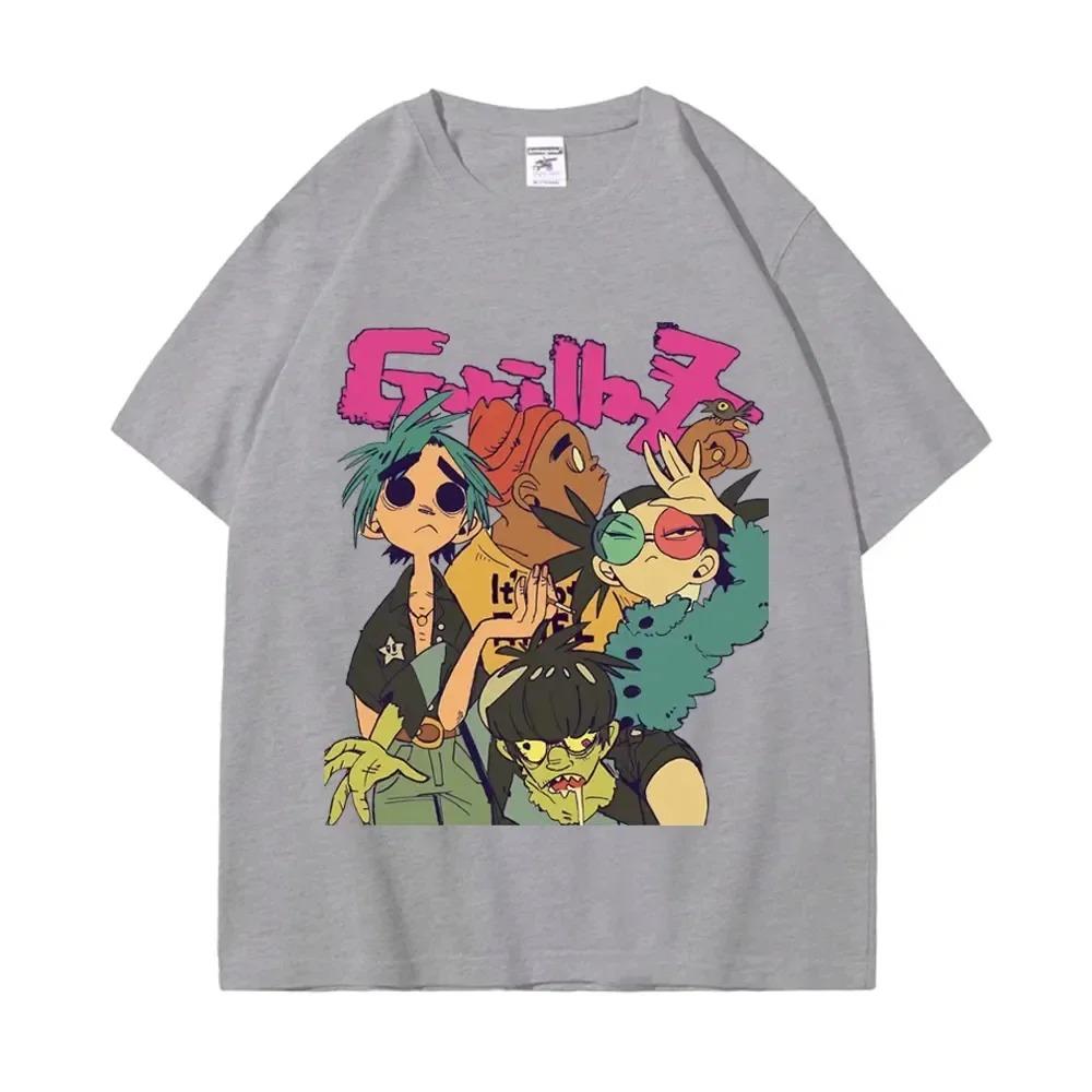 Trend Band Gorillaz Printed T Shirts Men Women The High Street Fashion Oversized T-shirts Gothic Hip Hop Short Sleeve T-shirt