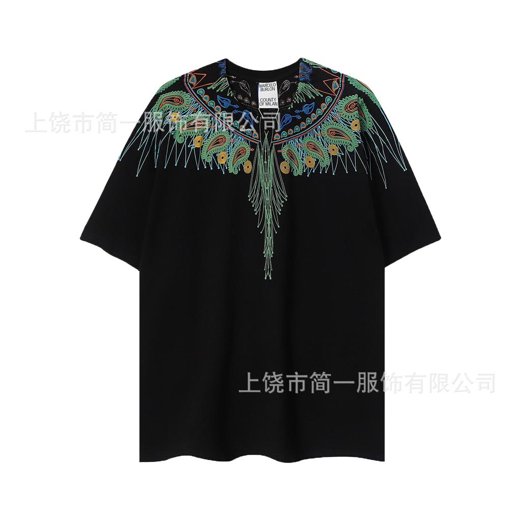 Summer Men's and Women's Same Fashion Trend T-shirt Personalized Trend Wing Printing Comfortable and Simple