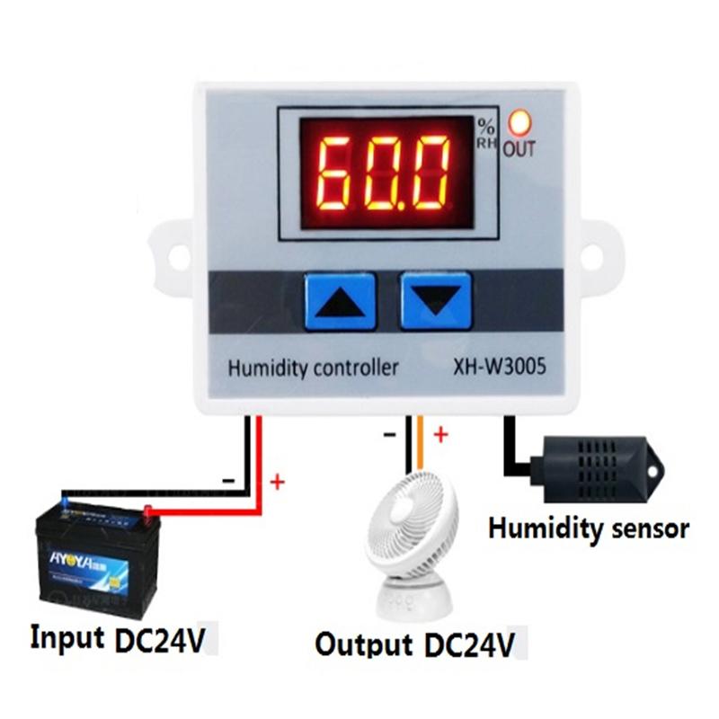 XH-W3005 Digital Humidity Controller 12V 24V 220V 10A Intelligent Hygrostat Switch with 1M Waterproof NTC Probe