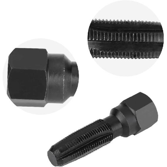 Spark Plug Thread Repair Kit, Akozon 5Pcs Carbon Steel Spark Plug Re-thread Tap Tools with Inserts for 14mm Sparking Plugs Repair