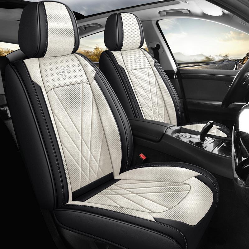 Premium Nappa Leather Car Seat Cushion, Stain-Resistant, Breathable, Full Coverage for All Seasons