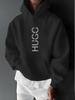 Vertical HUGG Letter Print, Simple, Artistic, and Warm, Versatile and Durable Printed Casual Sport Outdoor unisex Long-sleeve Hoodie Sweatshirt, unise