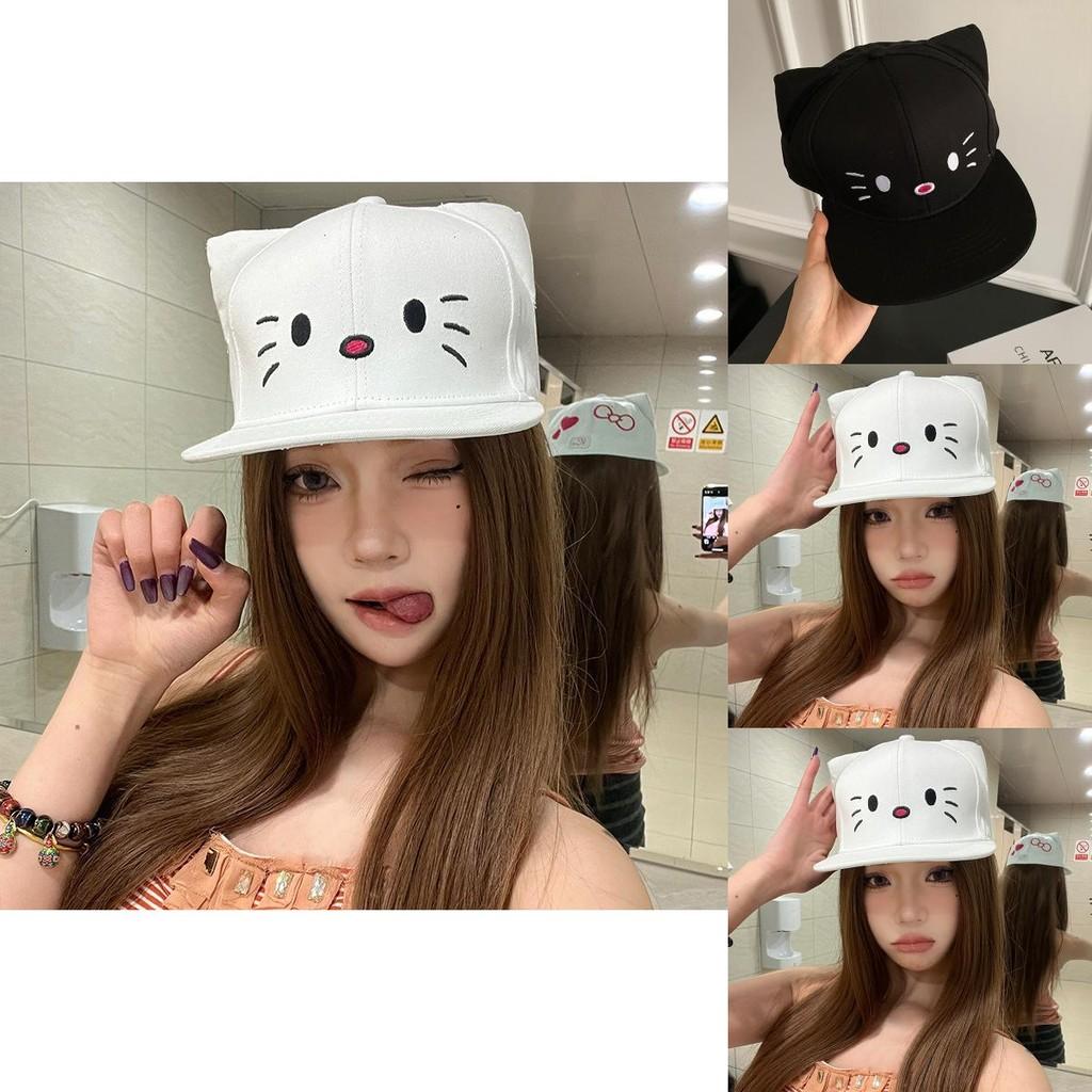 Adorable Japanese Cute Cat White Baseball Cap For Women Stylish Spring Fashion Accessory