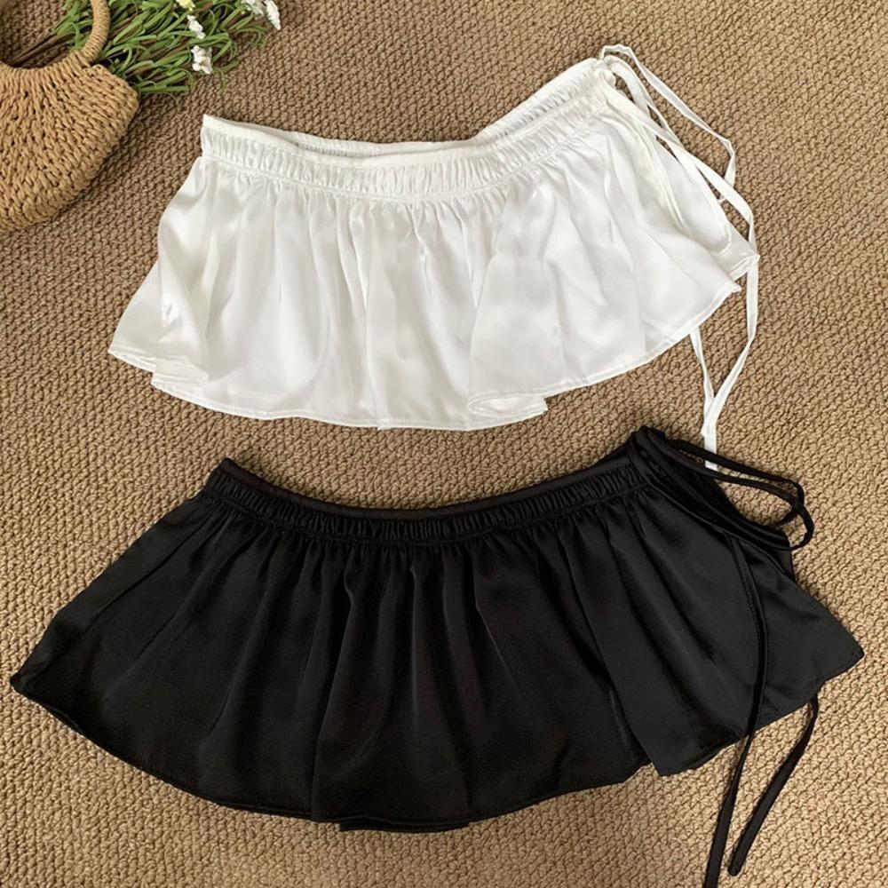 Sweet Lace Up Hip Scarf Shirt Extender Ruffled Edge Waistband Layer Outfits Skirt  Jeans Decor
