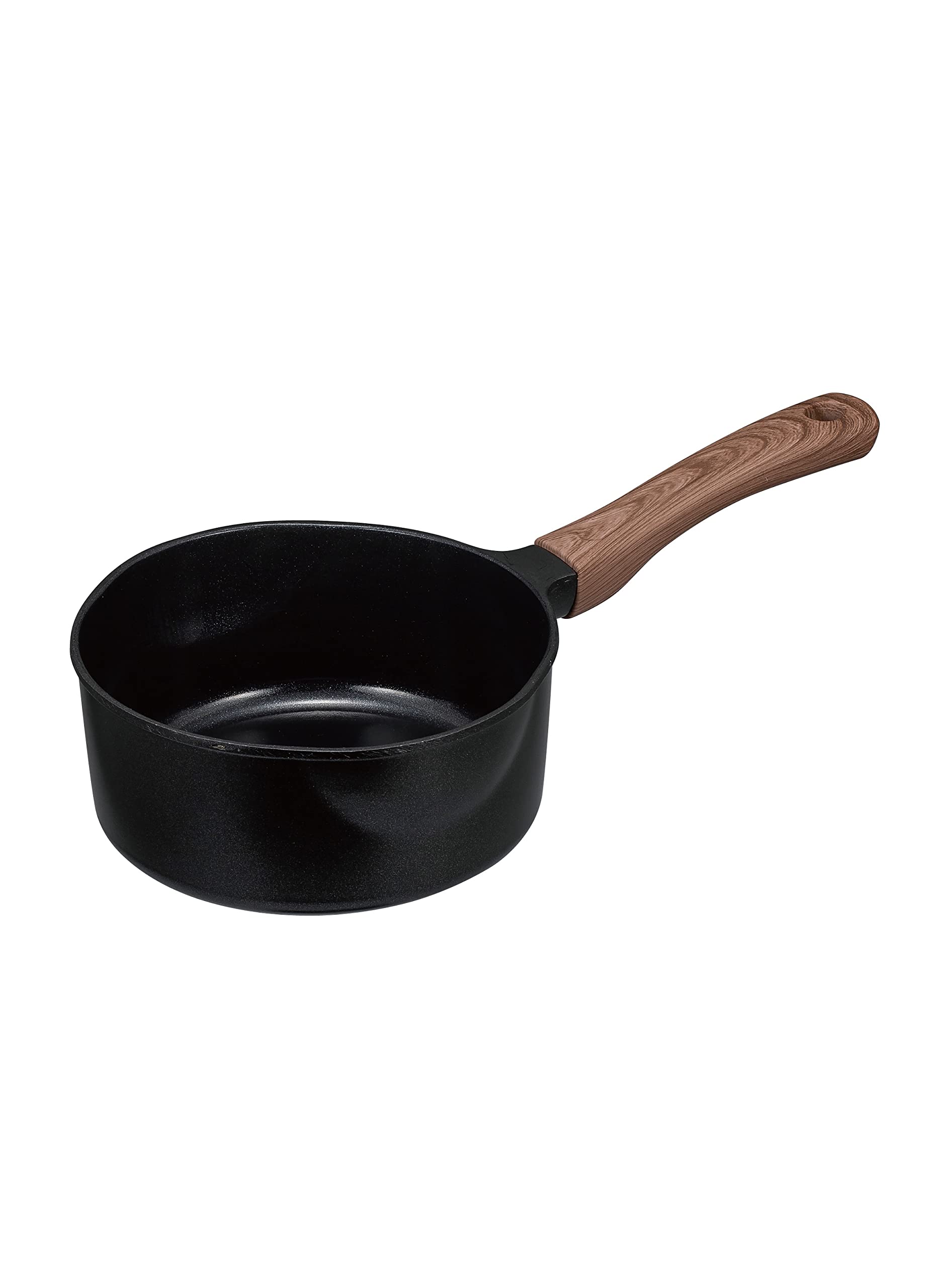 

CB Japan Milk Pan, IH Compatible, Ceramic Finish, Wood Grain Handle, Double-Opening, Black, 16cm Mini Milk Pan (MC Copan)