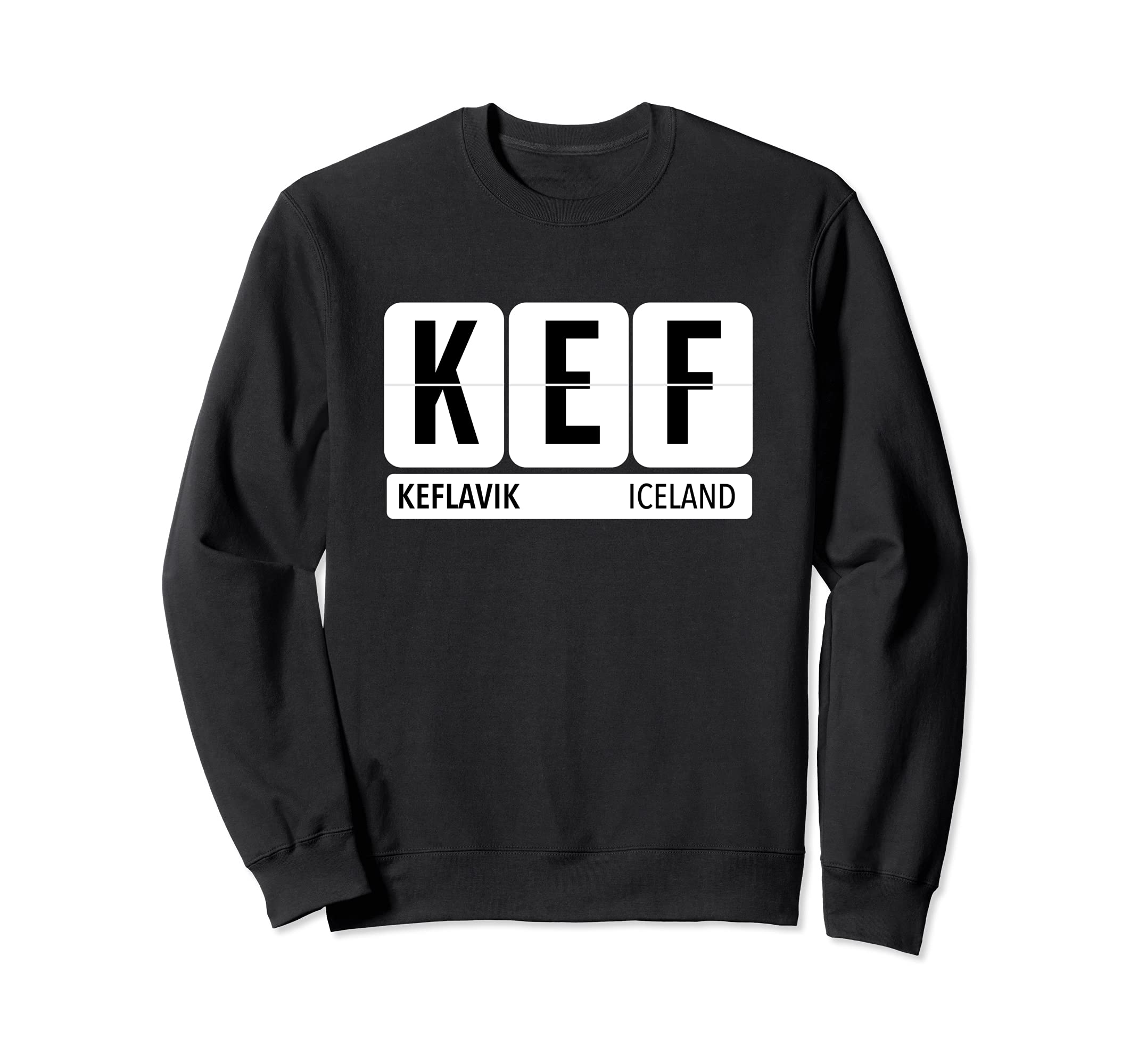 

KEF Keflavik Iceland Travel Souvenir Black Letter Sweatshirt