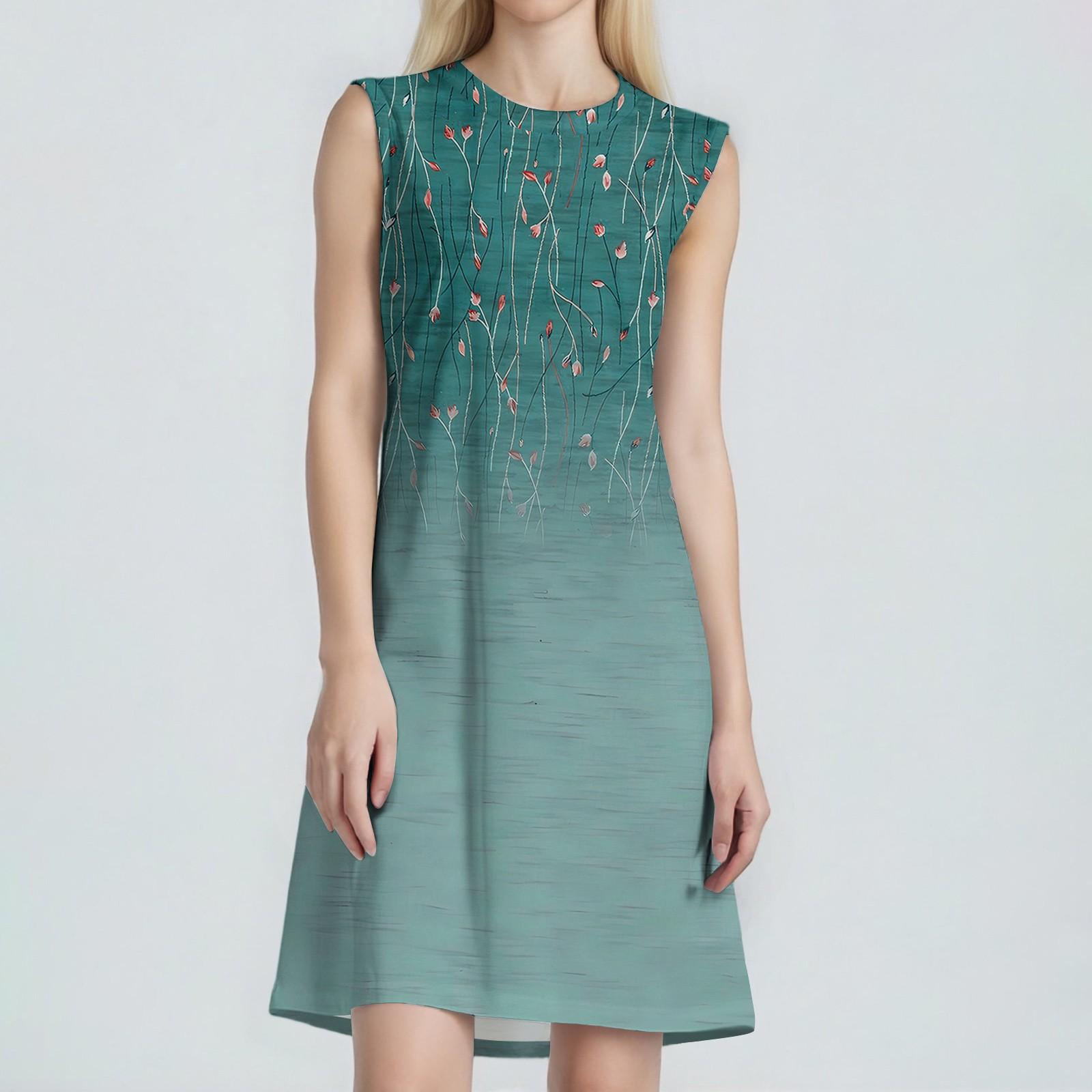 

Женское модное повседневное платье с принтом, круглым вырезом, без рукавов, короткое S