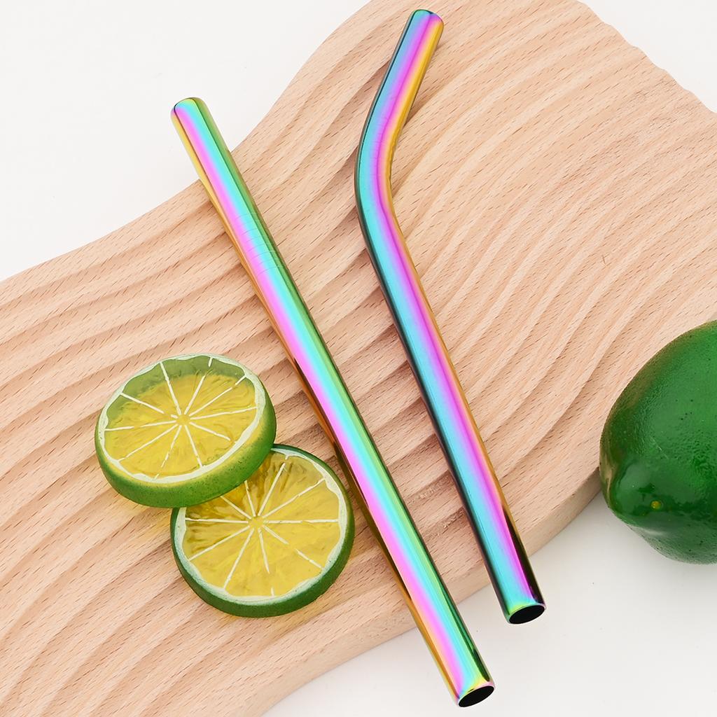 6pcs Fruit Juice Milkshake Cocktail Straw Pearl Milk Tea Drinking Straw Set Wide 12mm Stainless Steel Straw Home Bar Accessories