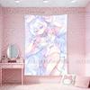 Japanese Anime Angel Girl Tapestry Kawaii Cute Lolita Wall Hanging Ins Style Dorm Room Decor Aesthetic Pastel Background