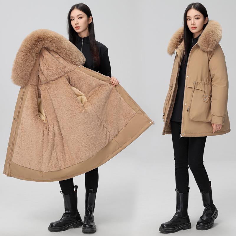 New Down Cotton-padded Jacket Women's Loose Temperament Cotton-padded Jacket with Down Liner Large Size Pie Overcome Jacket Cotton-padded Jacket