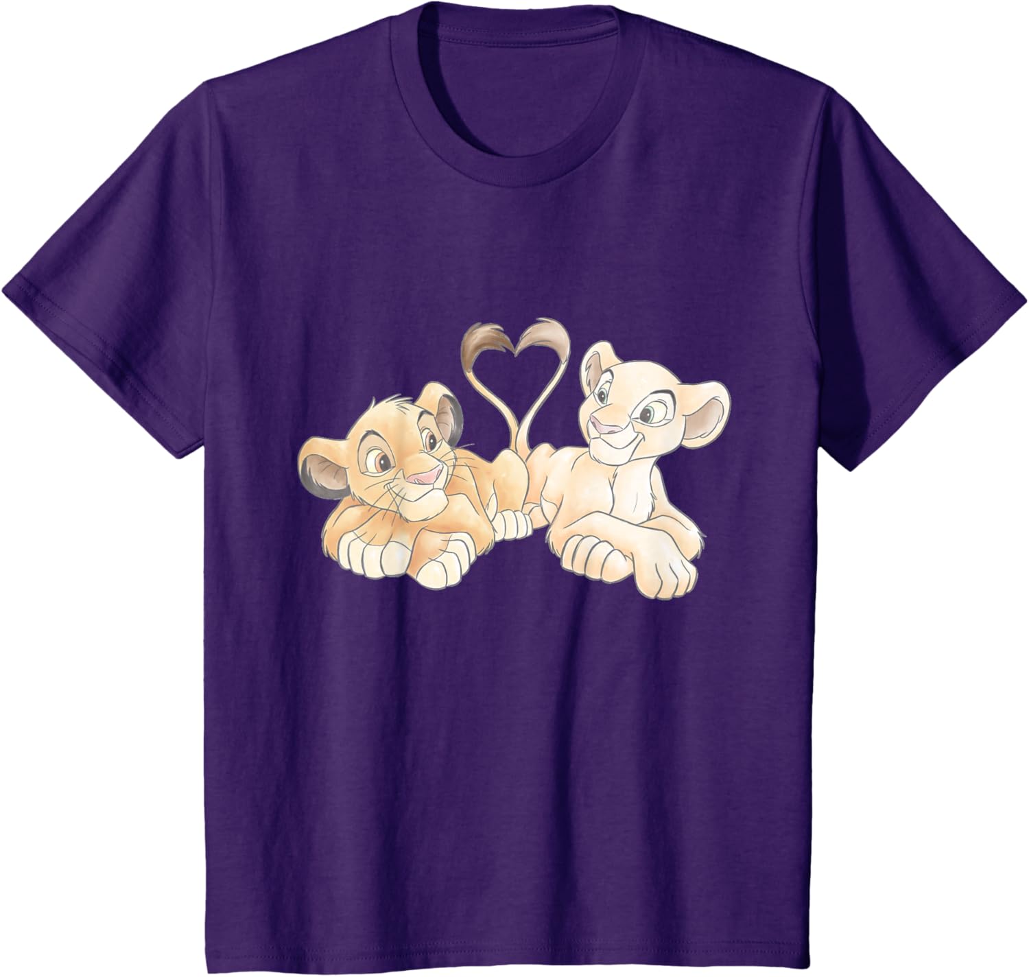 Heiße Mode Disney Der König der Löwen Simba und Nala Herzen Valentinstag T-Shirt S-4XL Ganzjahresgeschenk XXL violett