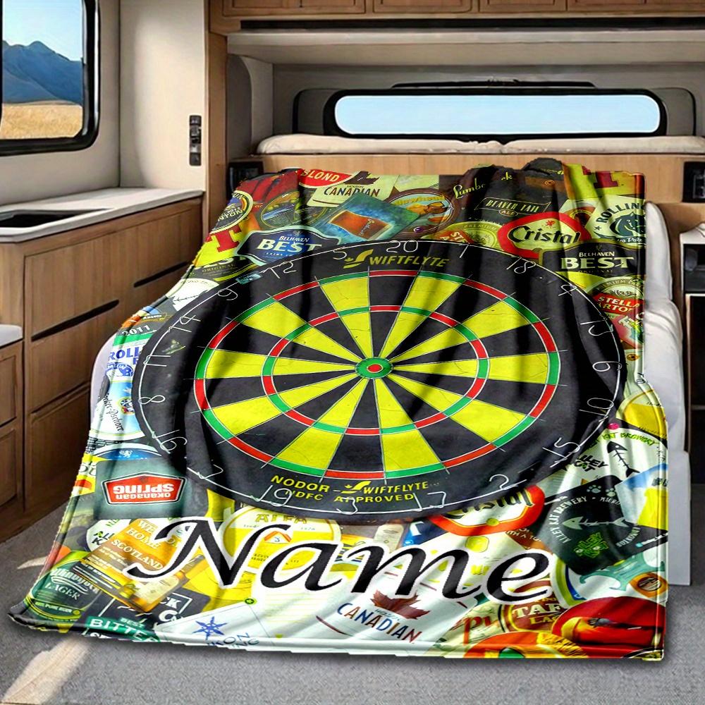 Dartboard And Beer Labels Blanketcustomize Your Name Lightweight Comfortable And Stylish Blanket For Travel Bed Home Chair Office Sofa And Camping All