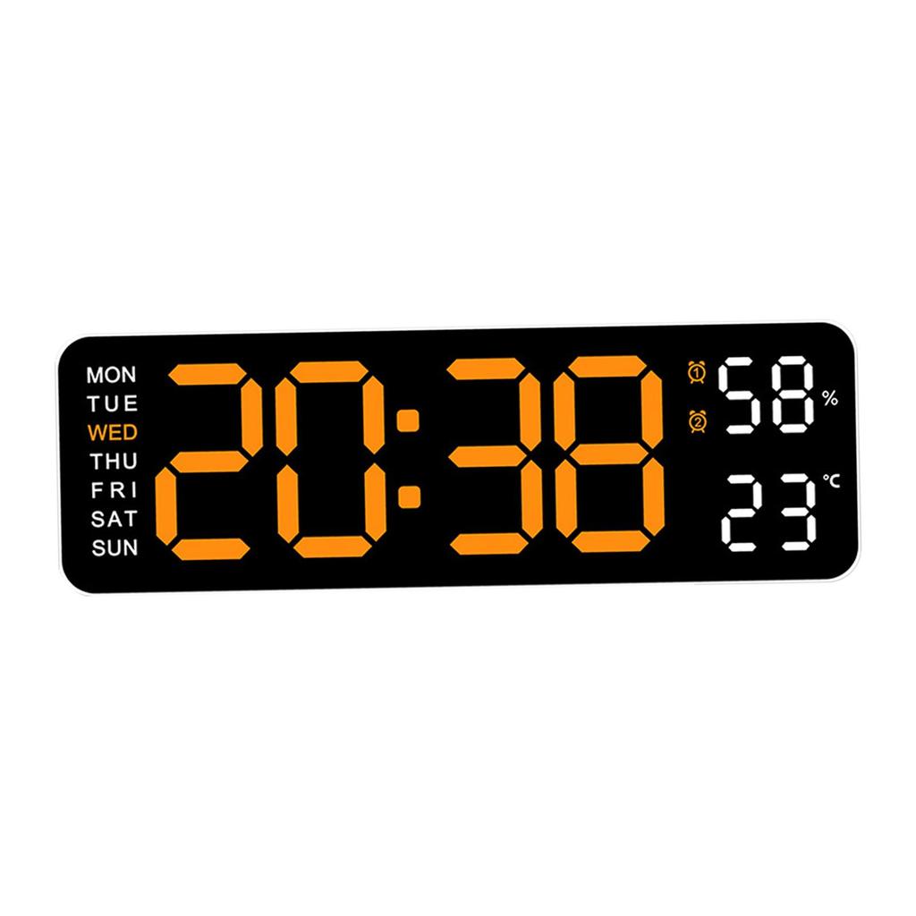 LED Wall Clock Humidity with Date Automatic Brightness Dimmer Desk Clock for Kitchen Office Bedroom Home Background Living Room