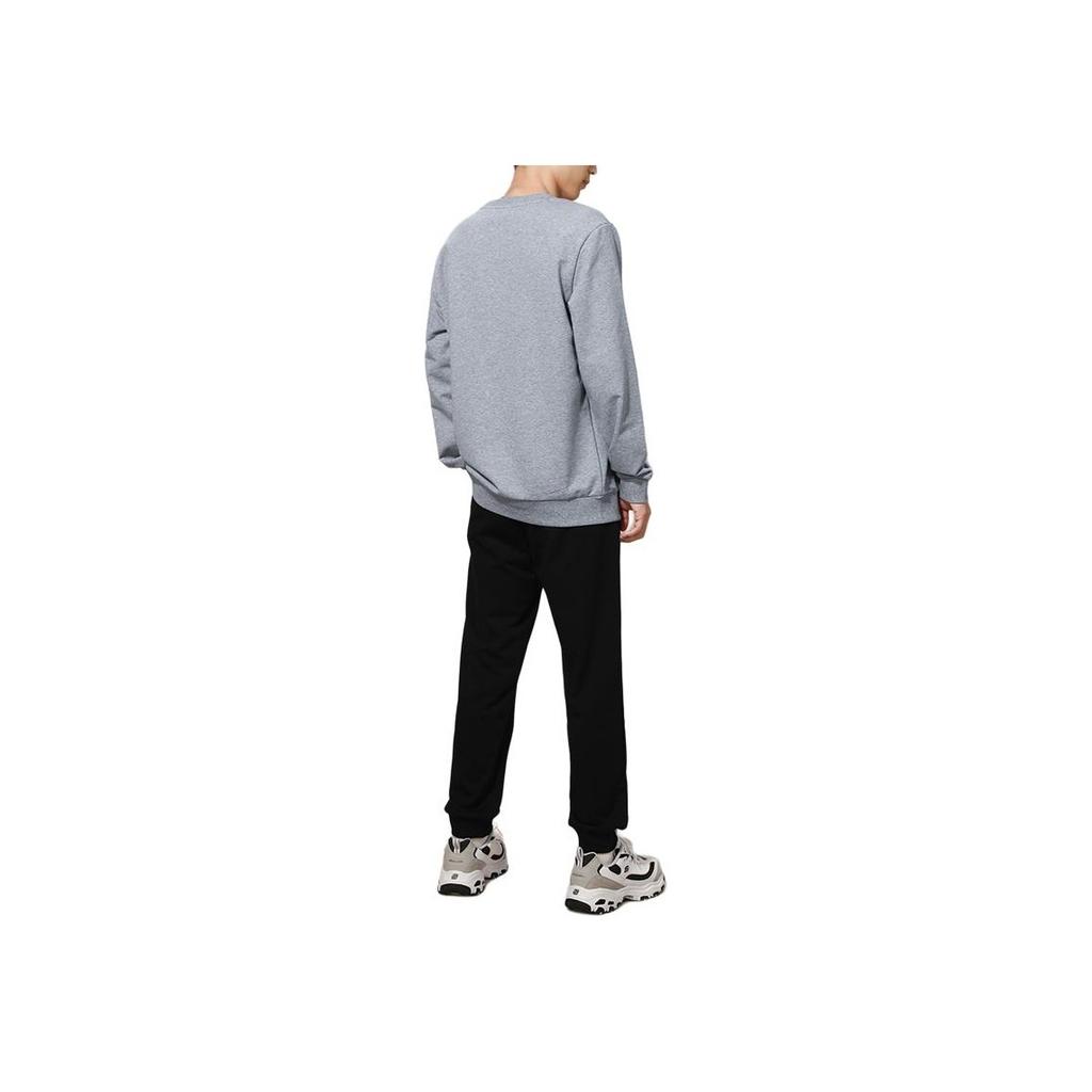 Skechers Sports Long Sleeve T-Shirt Loose Casual Round Neck Solid Color Sports Pullover Sweatshirt Men Tops Light-Gray L324M156-004F