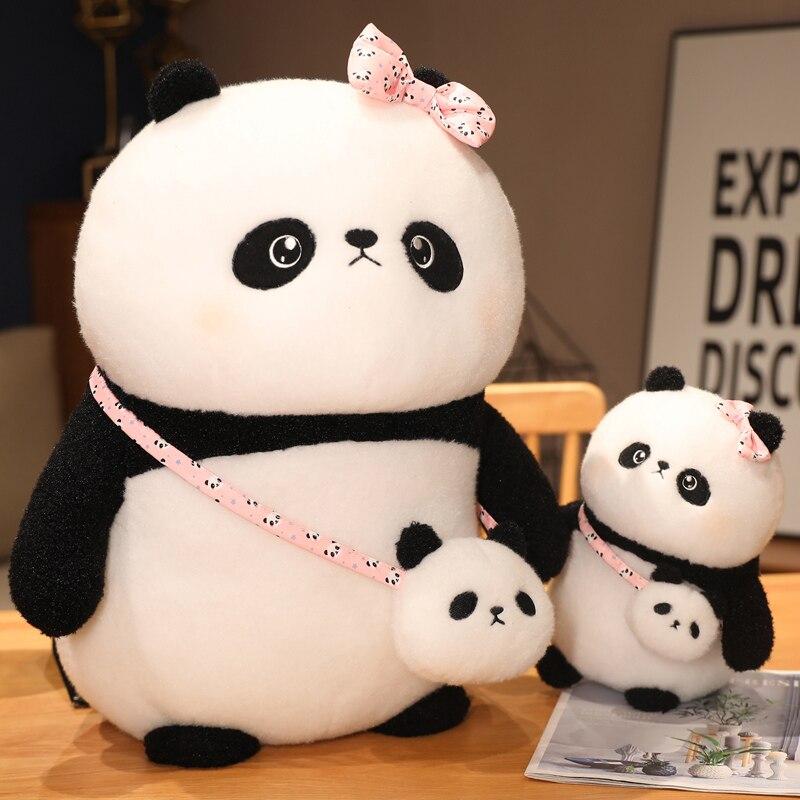 22 -45cm Lovely Plush Standing Panda Doll Soft Plush Toys Kawaii Panda Bear With Messenger Case Stuffed Animal Pillow For Children