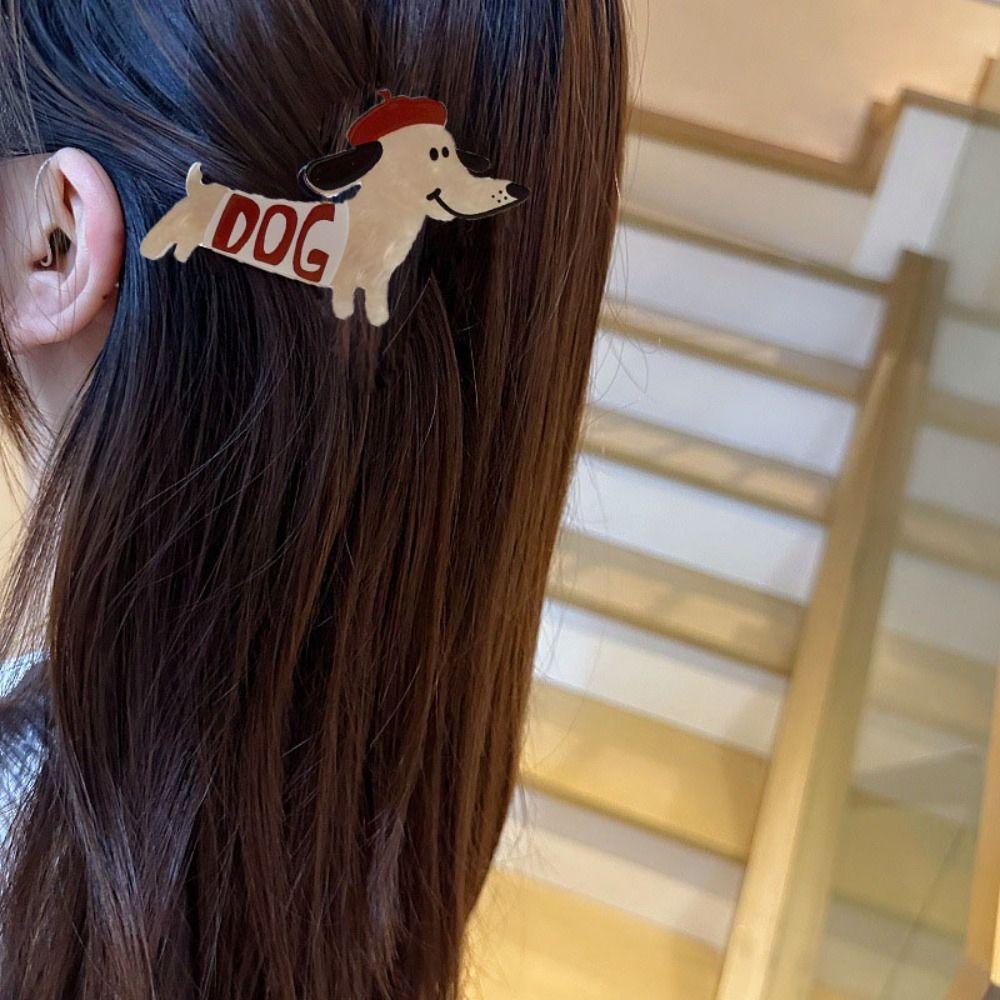 Bang Clip Cat Acrylic Hairpin Animal Cartoon Hair Clip Cute Cartoon Duckbill Clip  Party