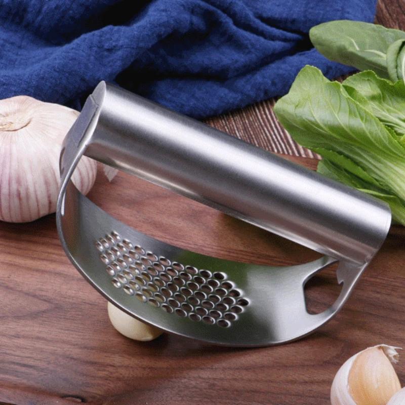 Upgraded Stainless Steel Garlic Press Squeezer Manual Garlic Ginger Rocker Crusher Garlic Cutting Mince Tools Kitchen Gadgets