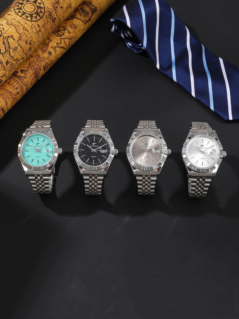 A durable stainless steel strap with a quartz movement for men's watches suitable for business leisure multiple scenarios or