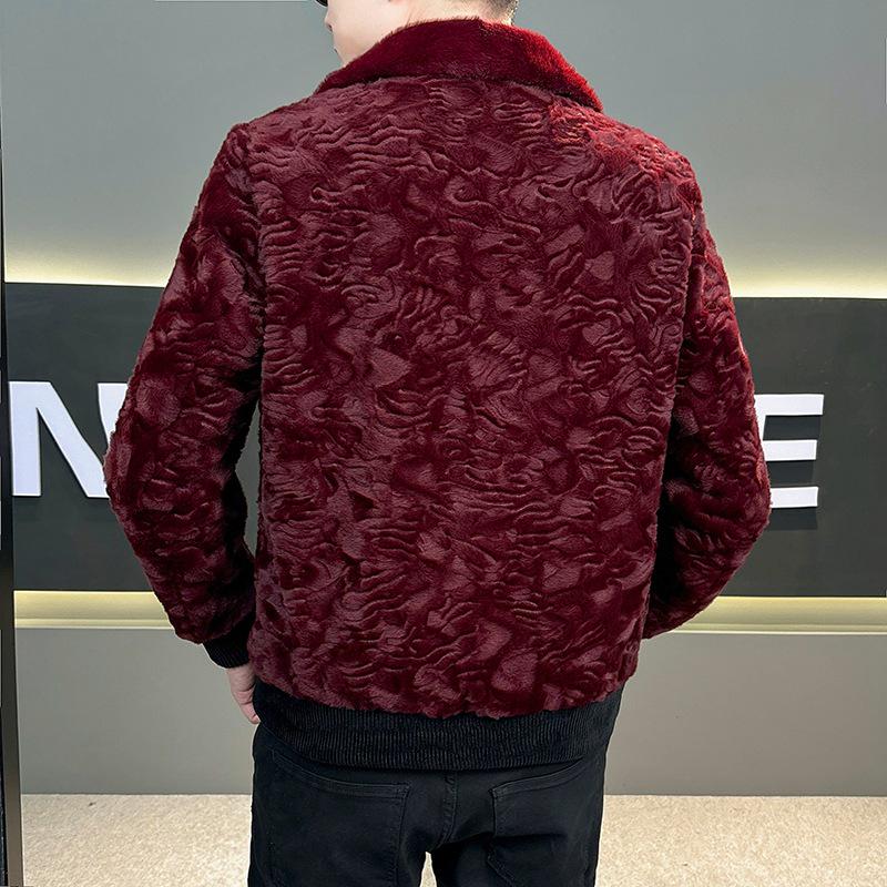 Men's European Winter Gold Sable Velvet Fur Lapel Jacket - Fashionable, Trendy, and Casual Outerwear