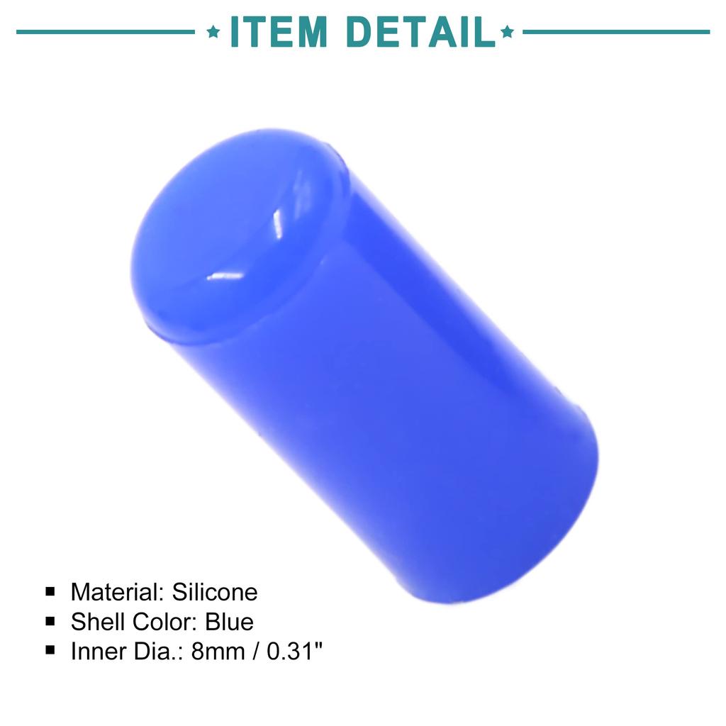 ACROPIX Intake Vacuum Hose Tube End Stopper Silicone Blanking Cap 8mm Blue 5pcs