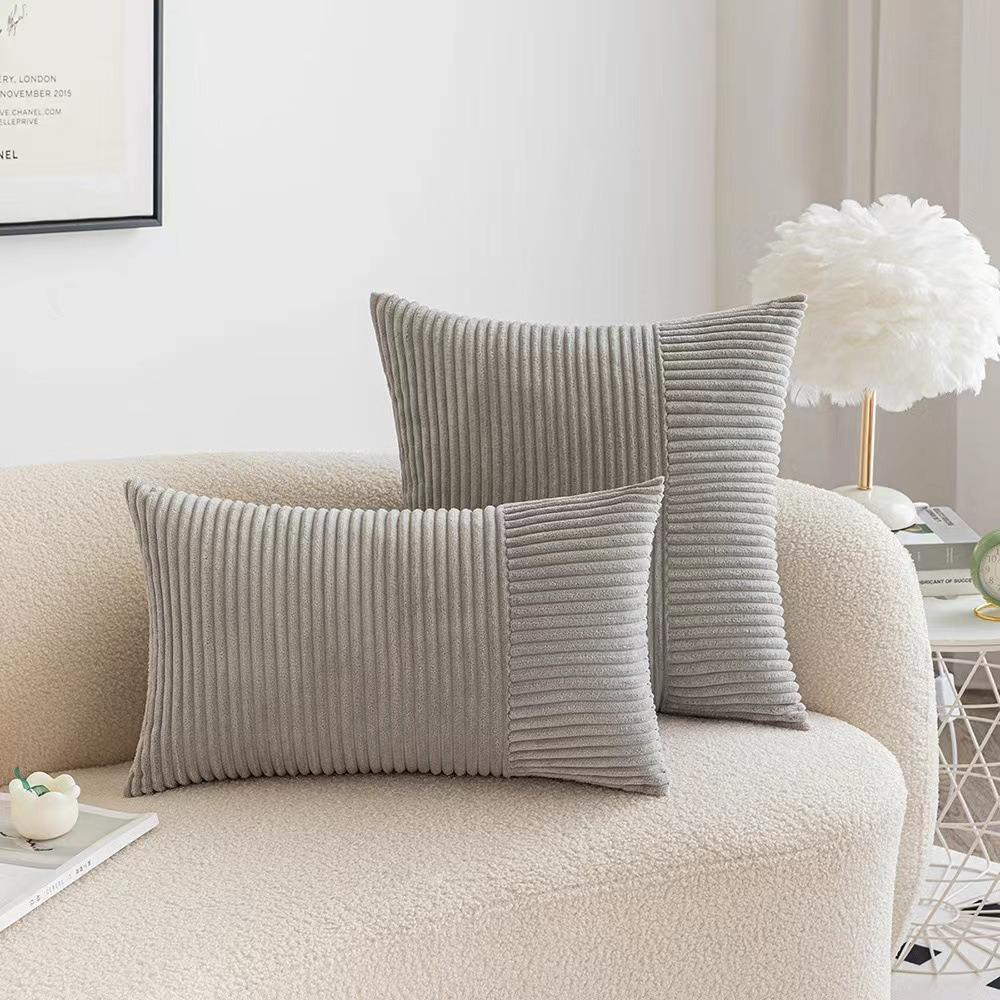 Green Corduroy Cushion Covers 45x45 Gentle Fluffy Strip Pillow Covers 50x50 Luxurious Decorative Home Pillow Case for Sofa Living Room