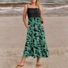Women's Summer Spaghetti Strap Patchwork Beach Vacation Floral With Pocket Dresses