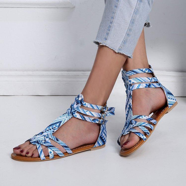 Sandali da Donna alla Moda Sandali Stile Nazionale Sandali Stile Bohemien Moda Donna Stile Piatto Scarpe Estive da Donna Scarpe Taglia Grande