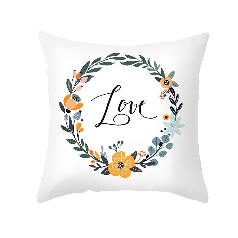 Home Peach Skin Printed Cushion Cover Nordic Green Plant Sofa Cushion Cover Office Cushion Cover