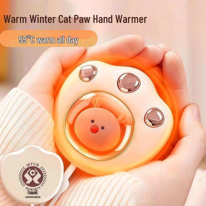 USB Rechargeable Cat Paw Hand Warmer: Portable, Explosion-Proof, Handheld Electric Heater for Winter Warmth