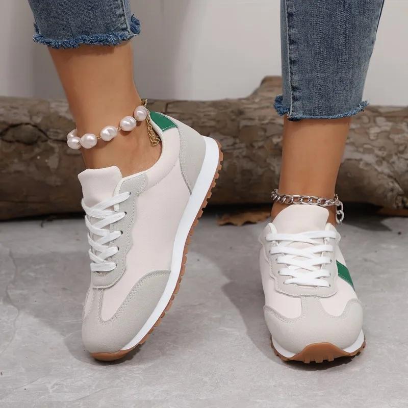 Fashion Outdoor Women's Shoes 2024 Lace Up Women's Vulcanize Shoes Women Sneakers Mixed Colors Round Toe Flat with Ladies Casual Shoes