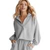 Women's Cropped Sweatshirt Loose Long Sleeve V Neck Hoodies Casual Hooded Pullover Crop Workout Top