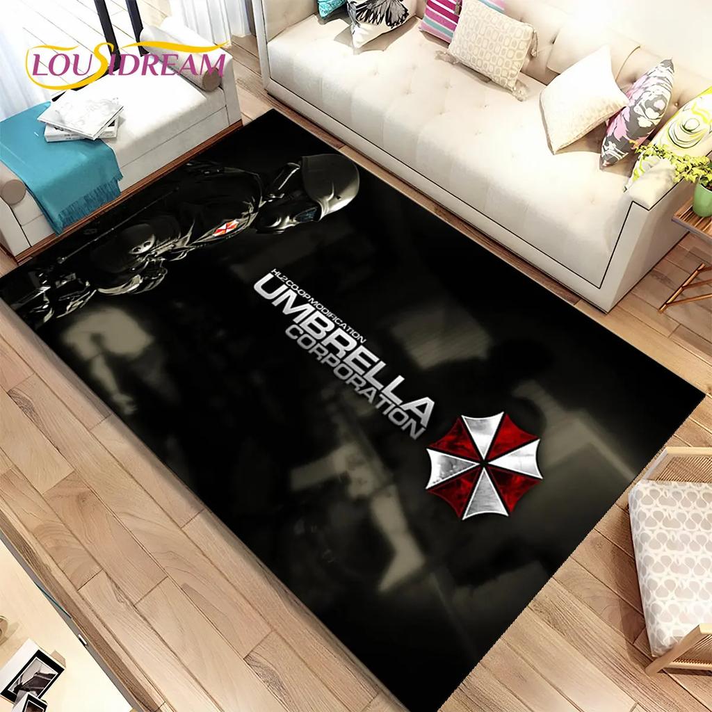3D R-Resident Evil Games Gamer Area Rug,Carpet Rug for Living Room Bedroom Sofa Doormat Decoration, Kids Play Non-slip Floor Mat