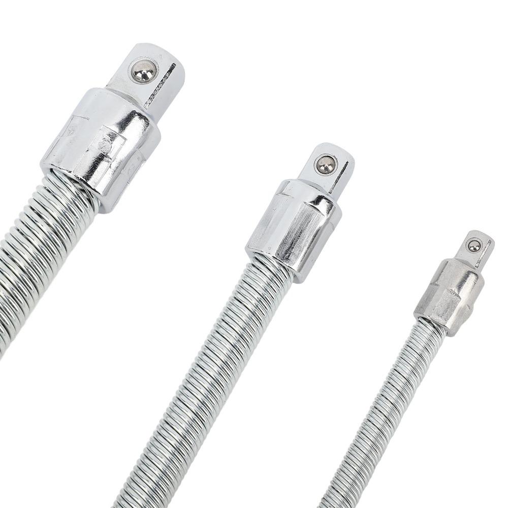 3Pcs Silver Bendable Shaft Set Carbon Steel Flex Socket Wrench Socket Extension Bar  Automotive