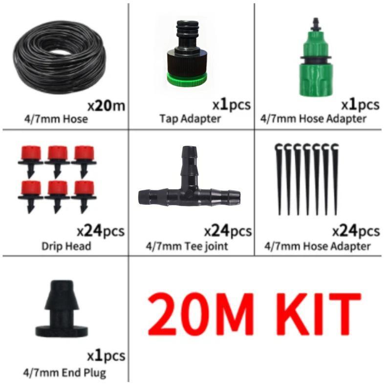 Outdoor Cooling Mist Irrigation System 5-50M with Brass Atomizer Nozzles for Trampoline Patio Summer Heat Relief